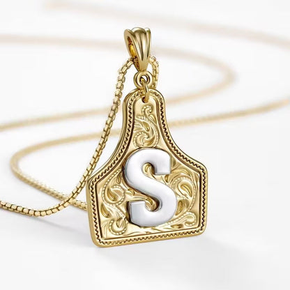 Ridge Initial Necklace | Engraved Metal Tag, Rustic Charm 25