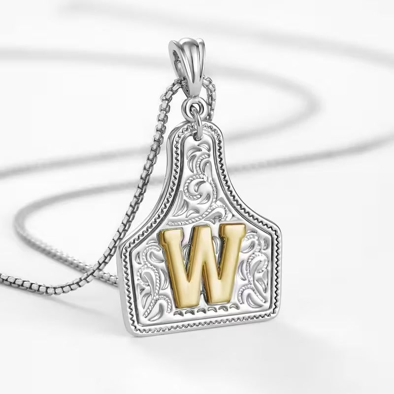 Ridge Initial Necklace | Engraved Metal Tag, Rustic Charm 27