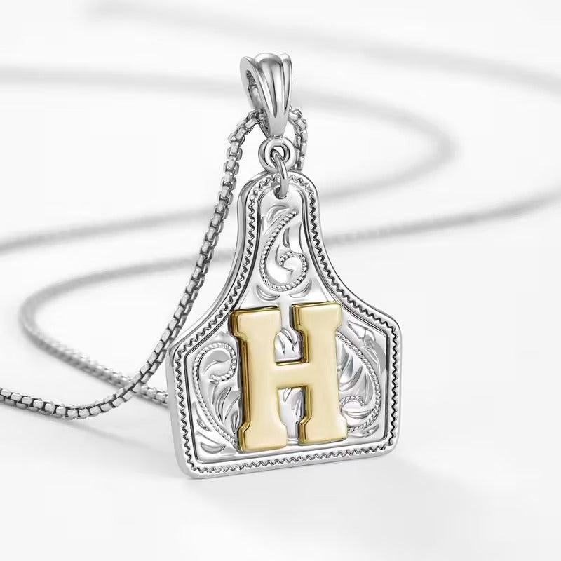 Ridge Initial Necklace | Engraved Metal Tag, Rustic Charm 28