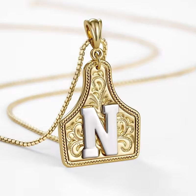 Ridge Initial Necklace | Engraved Metal Tag, Rustic Charm 31