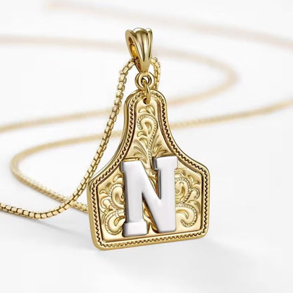 Ridge Initial Necklace | Engraved Metal Tag, Rustic Charm 31