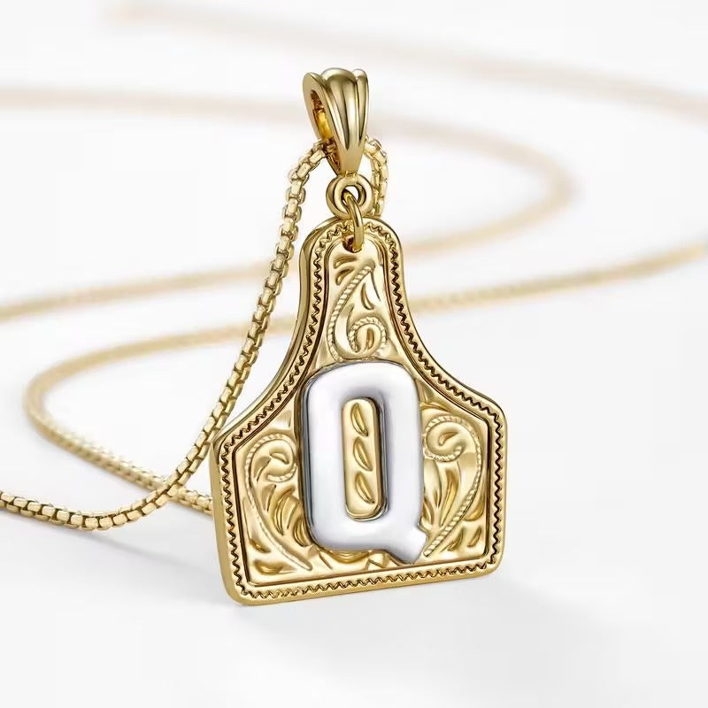 Ridge Initial Necklace | Engraved Metal Tag, Rustic Charm 32
