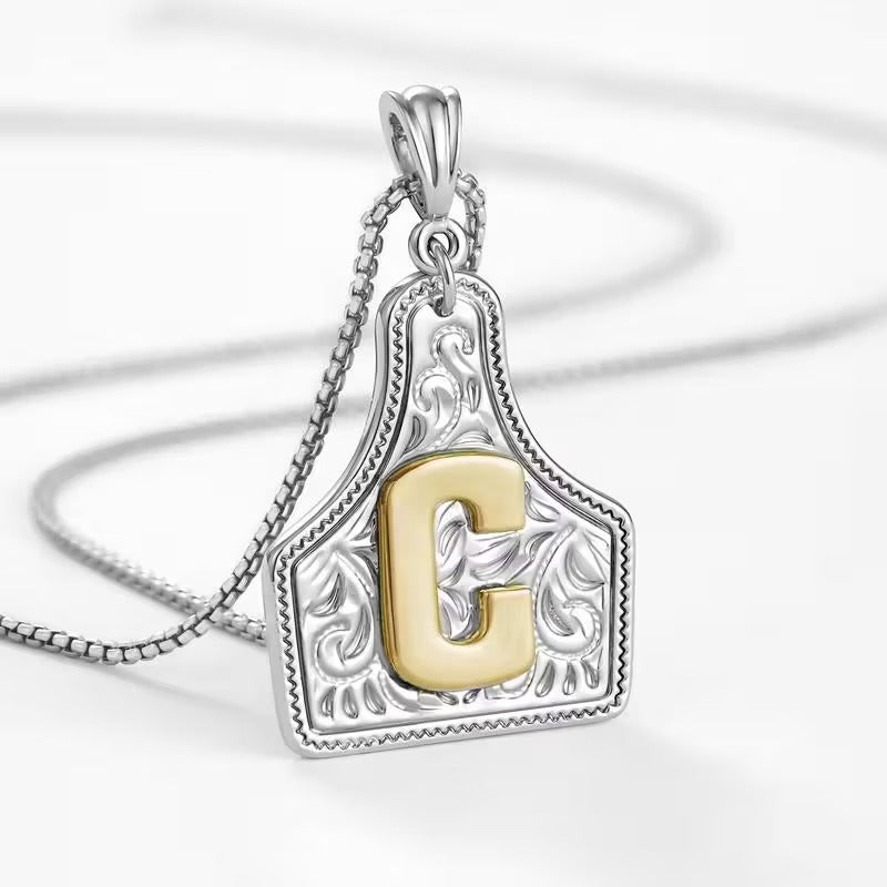 Ridge Initial Necklace | Engraved Metal Tag, Rustic Charm 33
