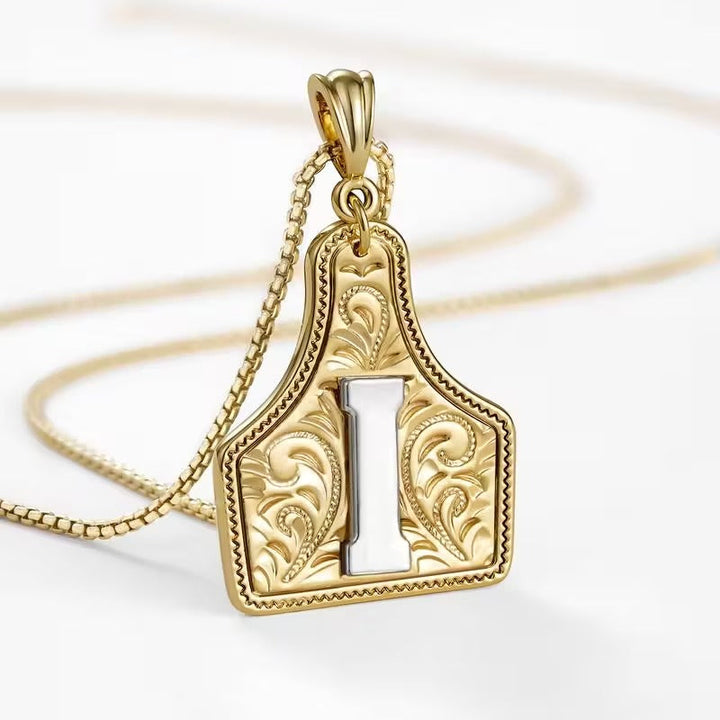 Ridge Initial Necklace | Engraved Metal Tag, Rustic Charm 34