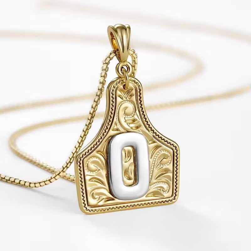 Ridge Initial Necklace | Engraved Metal Tag, Rustic Charm 35