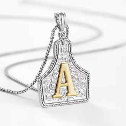 Ridge Initial Necklace | Engraved Metal Tag, Rustic Charm 38