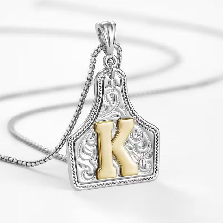 Ridge Initial Necklace | Engraved Metal Tag, Rustic Charm 39