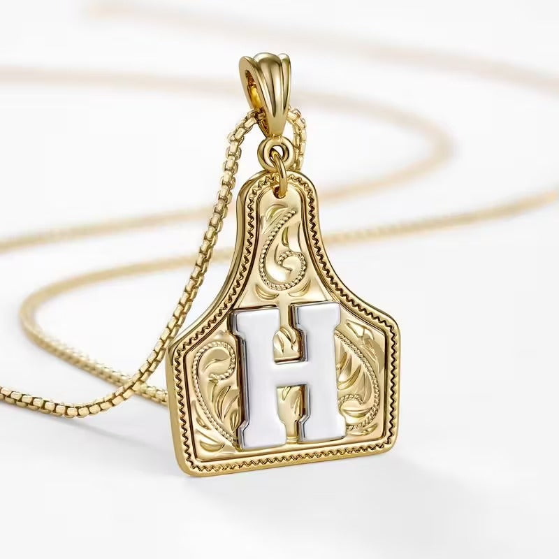 Ridge Initial Necklace | Engraved Metal Tag, Rustic Charm 41
