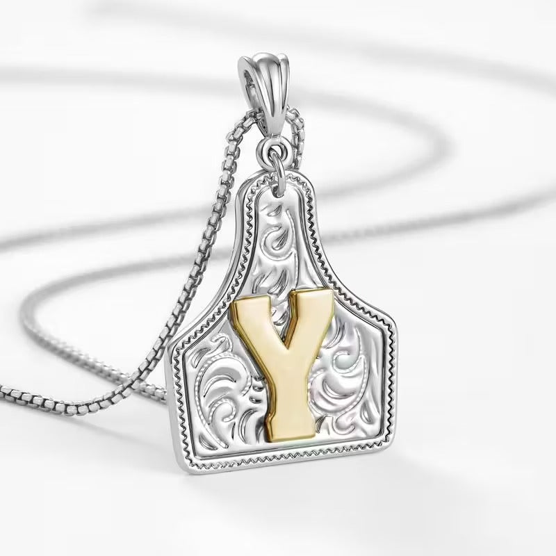 Ridge Initial Necklace | Engraved Metal Tag, Rustic Charm 43