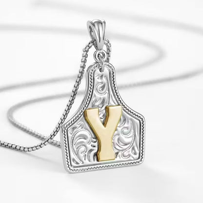 Ridge Initial Necklace | Engraved Metal Tag, Rustic Charm 43