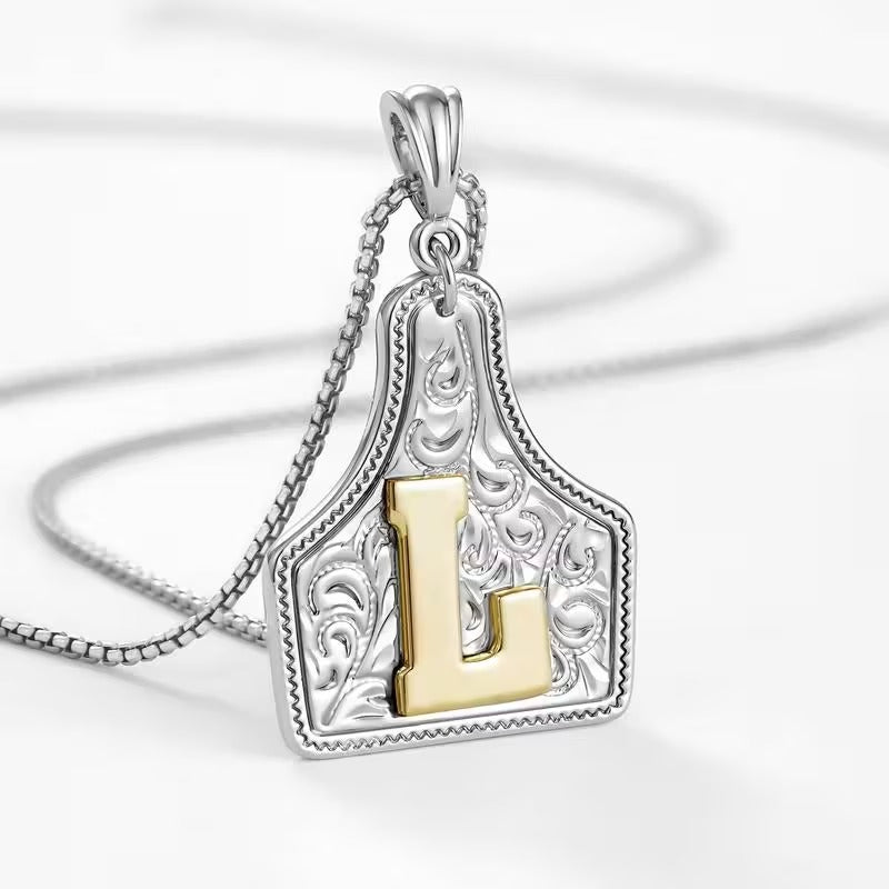 Ridge Initial Necklace | Engraved Metal Tag, Rustic Charm 44