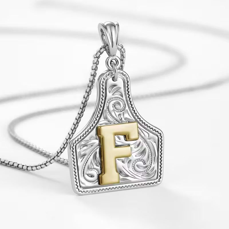 Ridge Initial Necklace | Engraved Metal Tag, Rustic Charm 45