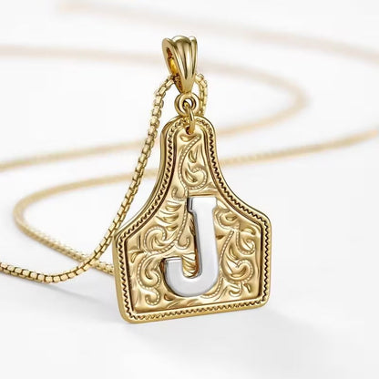 Ridge Initial Necklace | Engraved Metal Tag, Rustic Charm 46