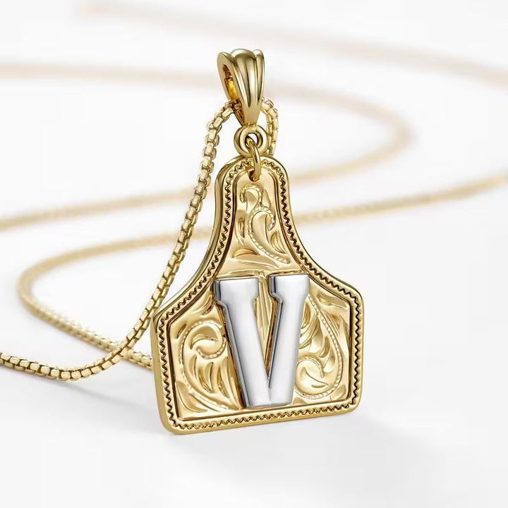 Ridge Initial Necklace | Engraved Metal Tag, Rustic Charm 48
