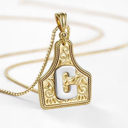 Ridge Initial Necklace | Engraved Metal Tag, Rustic Charm 49