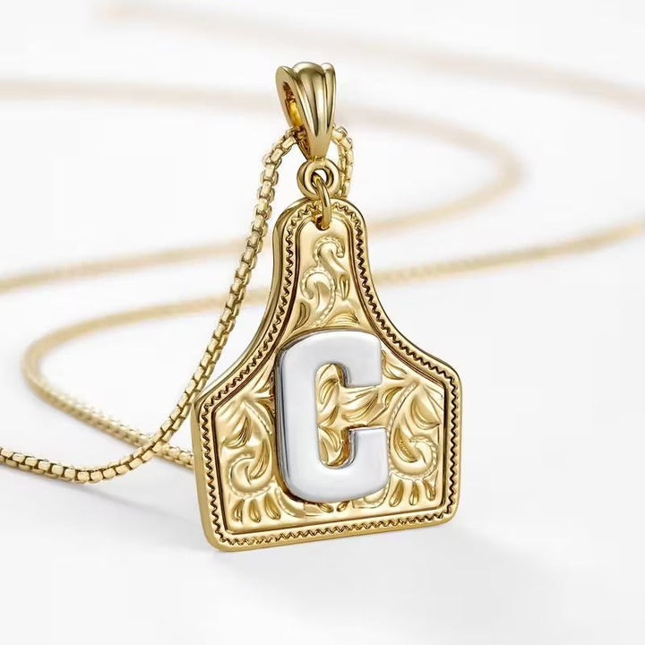 Ridge Initial Necklace | Engraved Metal Tag, Rustic Charm 49