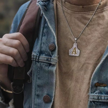 Ridge Initial Necklace | Engraved Metal Tag, Rustic Charm 5