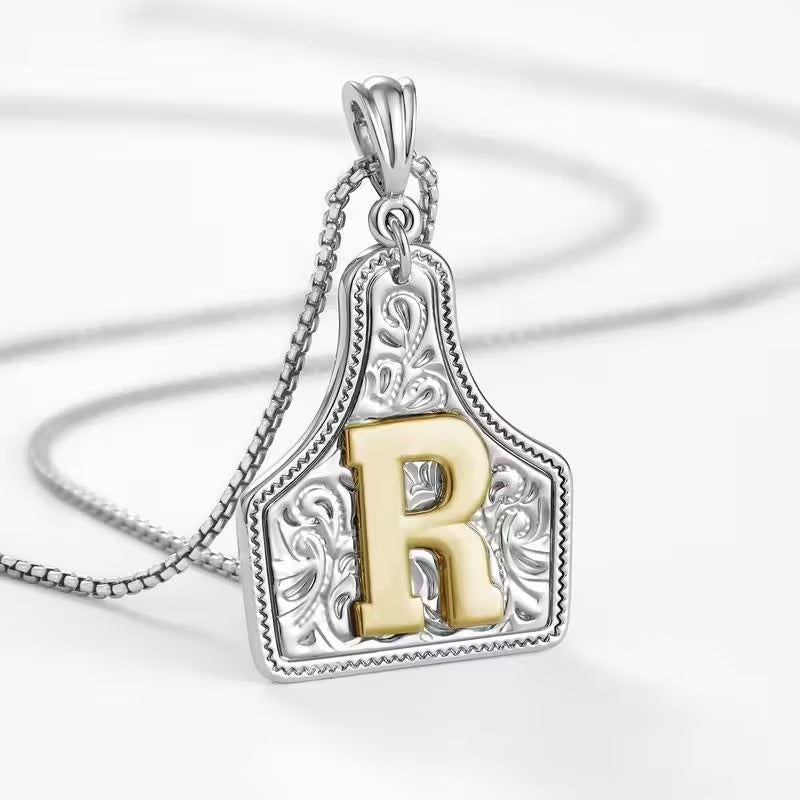 Ridge Initial Necklace | Engraved Metal Tag, Rustic Charm 51