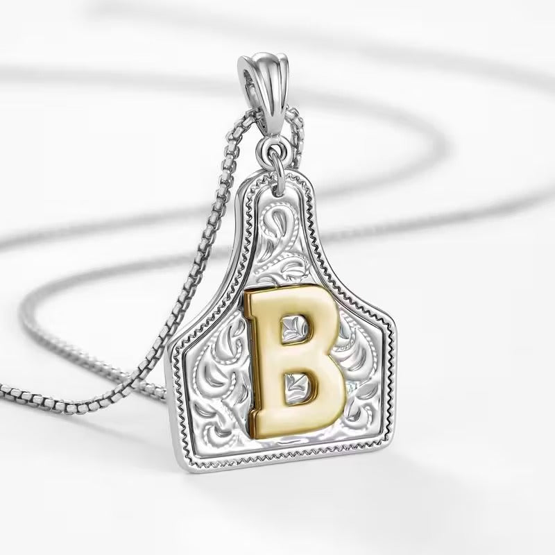 Ridge Initial Necklace | Engraved Metal Tag, Rustic Charm 53