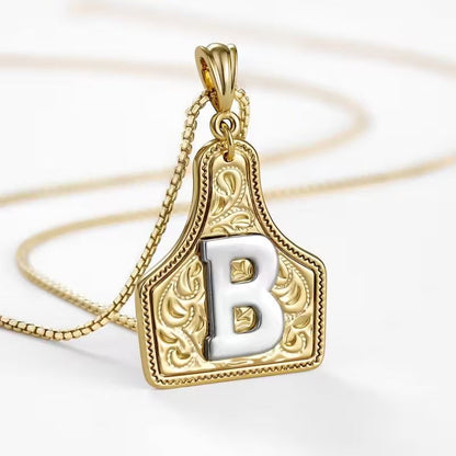 Ridge Initial Necklace | Engraved Metal Tag, Rustic Charm 54