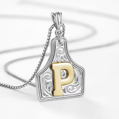Ridge Initial Necklace | Engraved Metal Tag, Rustic Charm 55