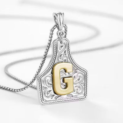 Ridge Initial Necklace | Engraved Metal Tag, Rustic Charm 57