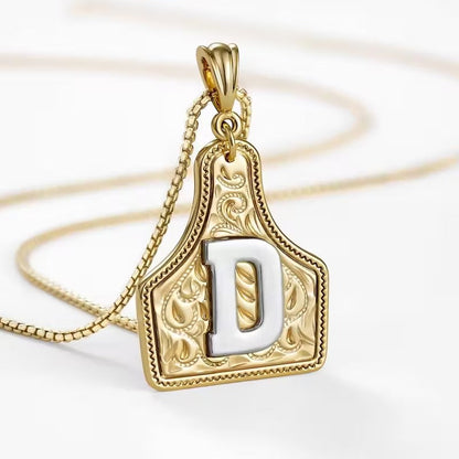 Ridge Initial Necklace | Engraved Metal Tag, Rustic Charm 8