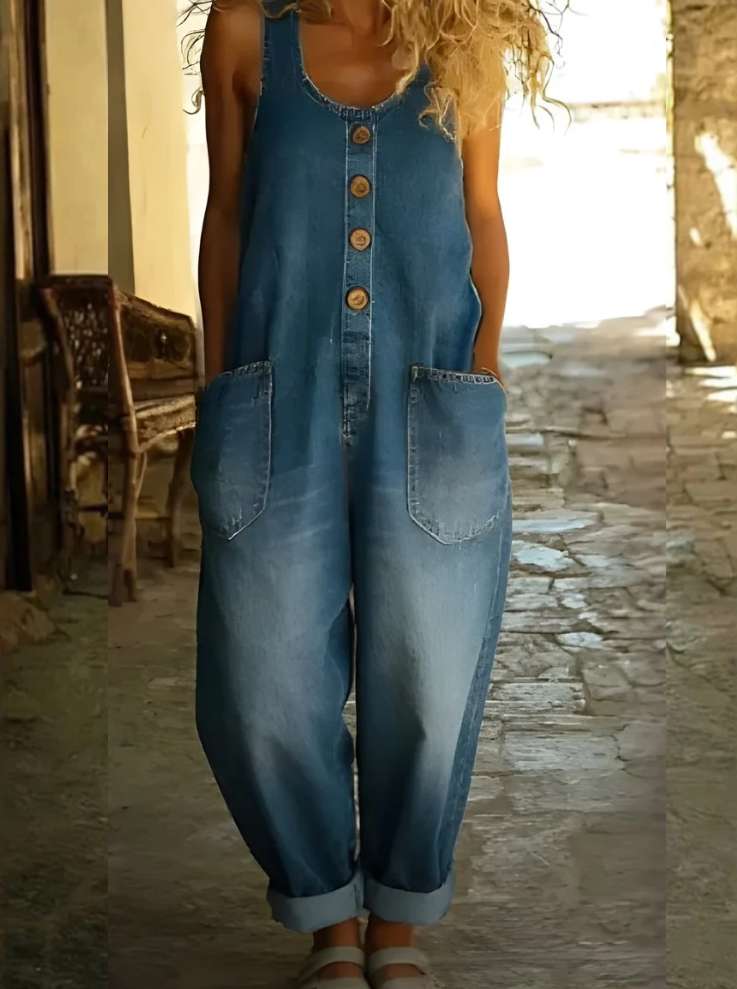 Sable Denim Overalls for Women | Soft Cotton Blend, Relaxed Fit 0