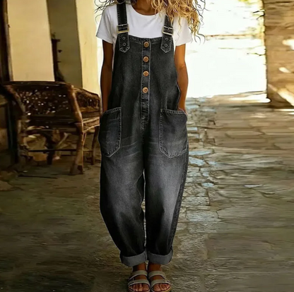 Sable Denim Overalls for Women | Soft Cotton Blend, Relaxed Fit 6