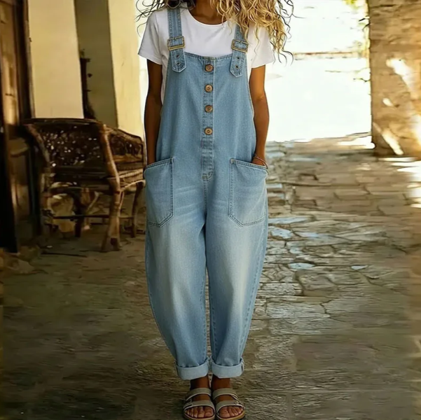 Sable Denim Overalls for Women | Soft Cotton Blend, Relaxed Fit 7