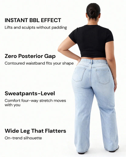 Sculpt Wide Leg Jeans | High Waisted, Black Denim for Women 7