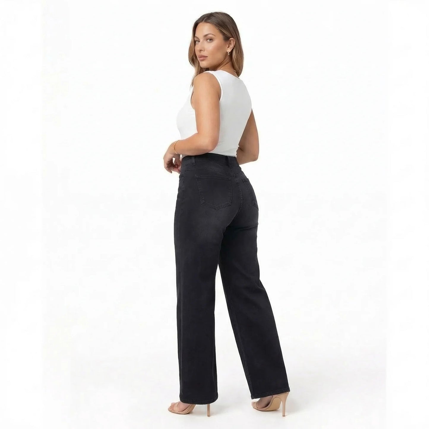 Sculpt Wide Leg Jeans | High Waisted, Black Denim for Women 9