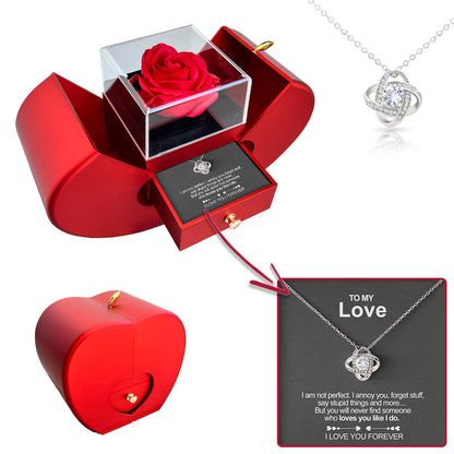 Serena Silver Necklace | Real Rose, Adjustable Chain 17.71-21.65 Inches 0