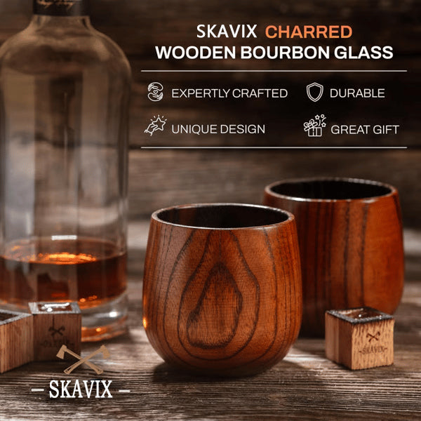 Skavix Wooden Cup | Handmade, Charred Design for Bourbon 1