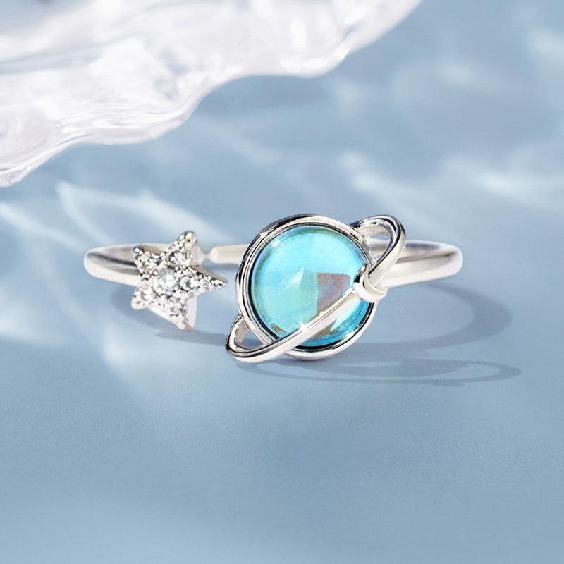 Sora Moon Ring | Adjustable Silver-Tone Star and Moon Design 3