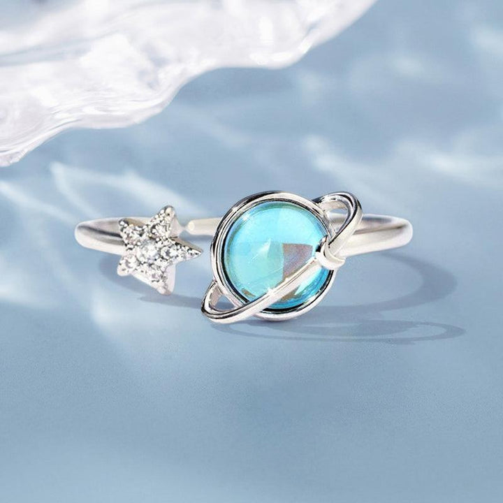 Sora Moon Ring | Adjustable Silver-Tone Star and Moon Design 3