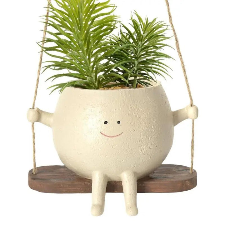 Sunny Swinging Planter | Durable Resin, Whimsical Smiley Face Design 5