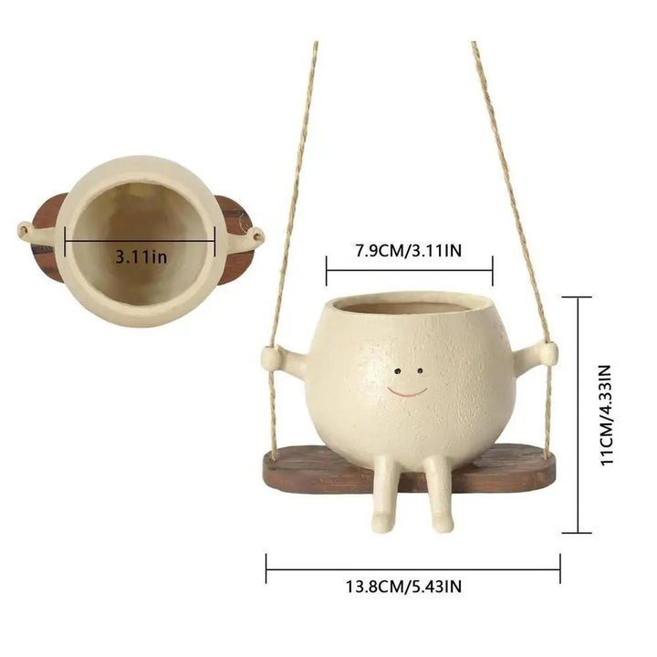 Sunny Swinging Planter | Durable Resin, Whimsical Smiley Face Design 6