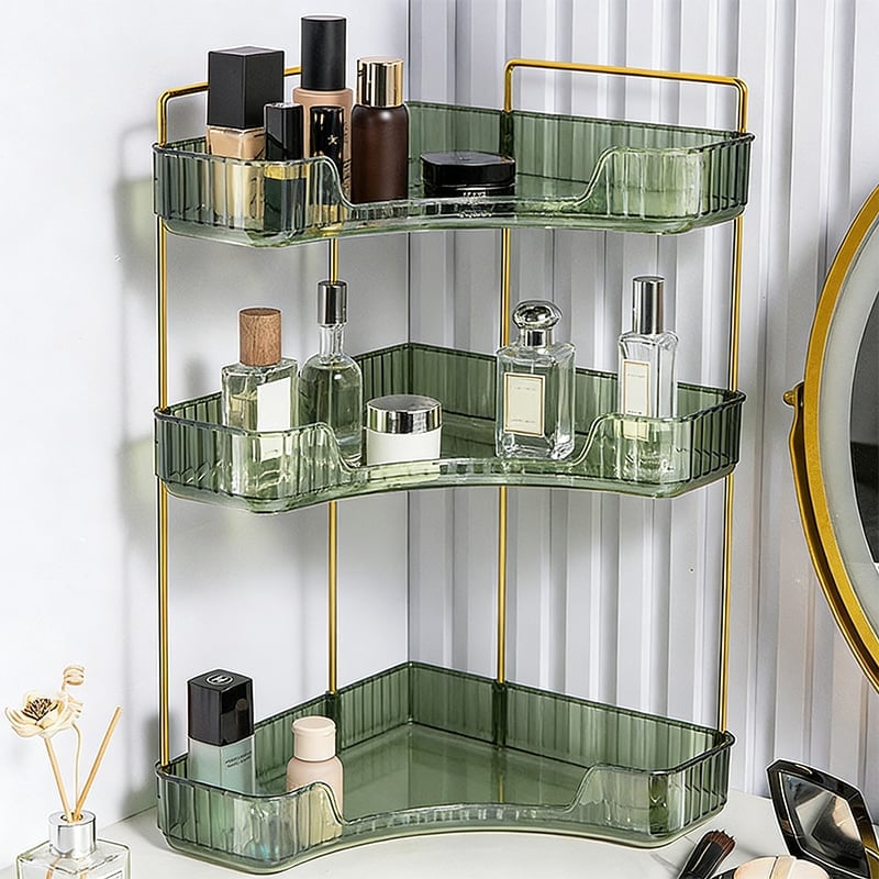 Tera Corner Cabinet Organizer | 3-Tier Transparent Shelves for Bathroom or Living Room 2