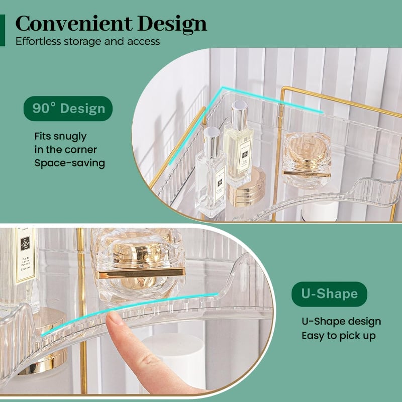 Tera Corner Cabinet Organizer | 3-Tier Transparent Shelves for Bathroom or Living Room 3