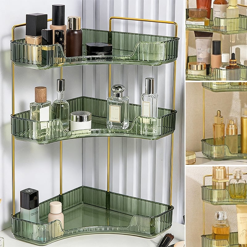Tera Corner Cabinet Organizer | 3-Tier Transparent Shelves for Bathroom or Living Room 5