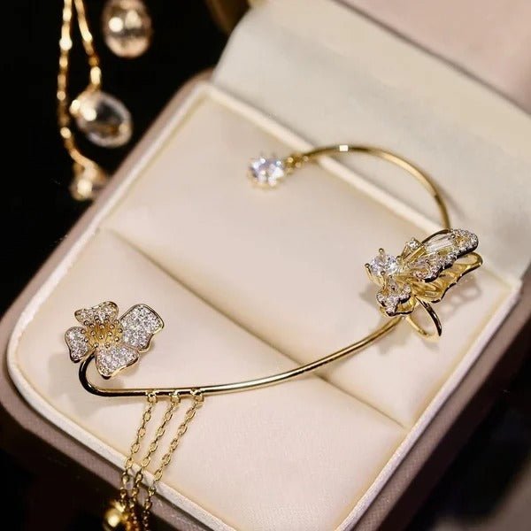 Adela Zirconia Butterfly Tassel Earrings Product Image 06