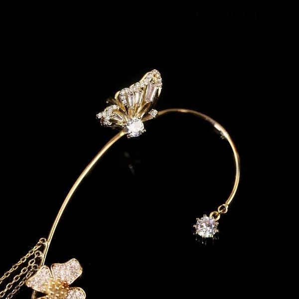 Adela Zirconia Butterfly Tassel Earrings Product Image 07