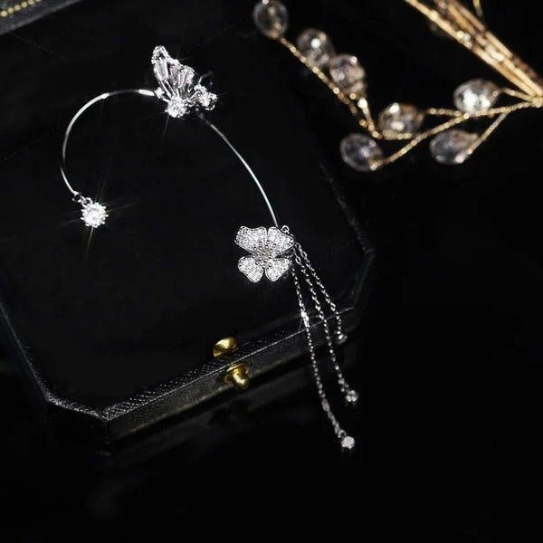Adela Zirconia Butterfly Tassel Earrings Product Image 10