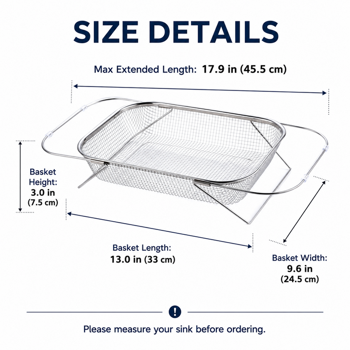 Adjustable Stainless Steel Over Sink Draining Basket Product Image 01