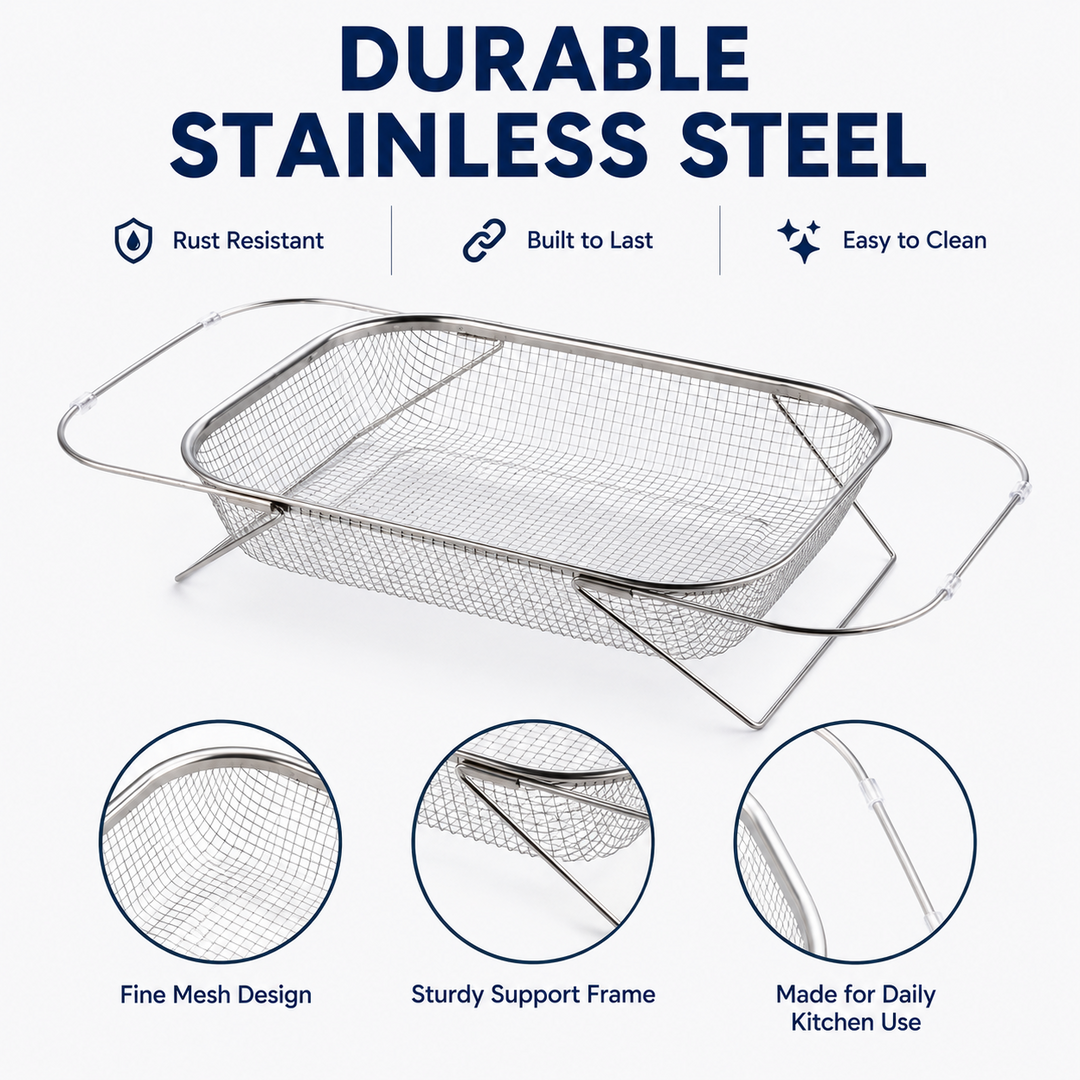 Adjustable Stainless Steel Over Sink Draining Basket Product Image 06