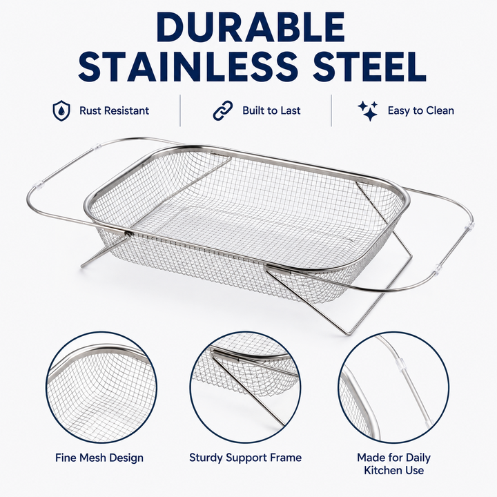 Adjustable Stainless Steel Over Sink Draining Basket Product Image 06