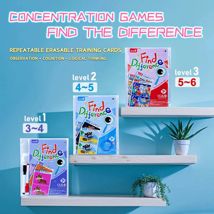 Purple, blue, and red activity sets labeled for ages 3–4, 4–5, and 5–6