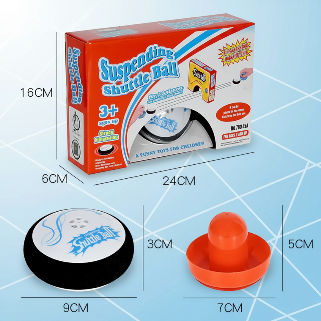 Air hockey size diagram showing the puck, paddle, and box dimensions