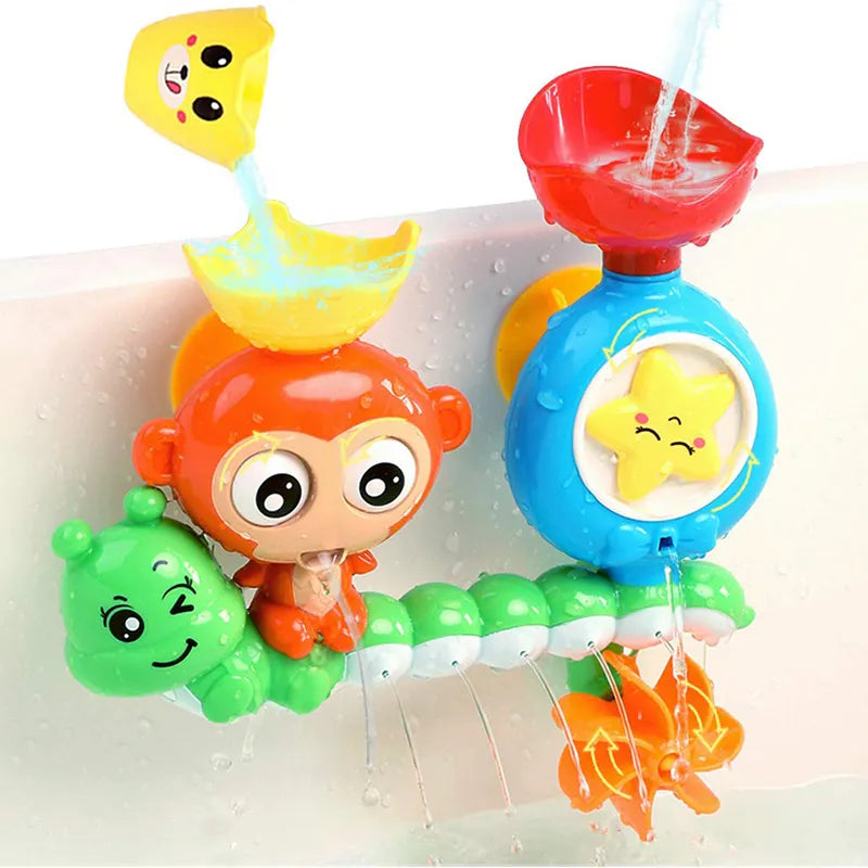 Water flowing through the animal bath toy&